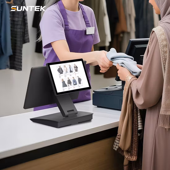 15,6 Polegadas Tela Dupla Touch POS Sistema POS Tudo em Uma Máquina